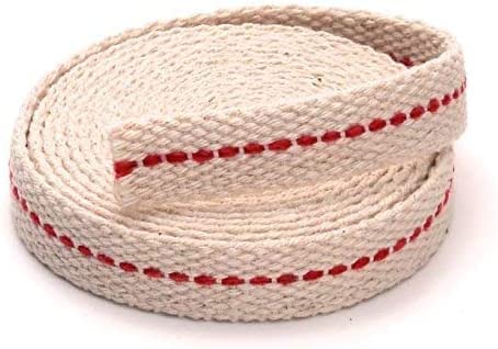 Bless International 7/8" Inch 100% Natural Cotton Flat Wick 6.5 Foot (2 Meter Approx) Roll with Genuine Red Stitch for Paraffin or Kerosene Based Lanterns, Oil Lamps, Burners & Replacement