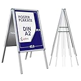 ETM Kundenstopper DIN A2 - Big SALE für 2 Plakate mit Alu Rahmen 25mm - inklusive Schutzfolie - wetterfester Plakatständer - Gehwegaufsteller Werbetafel (DIN A2 - Silber, 59,4 x 42 cm)