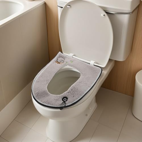 VICASKY Thick Plush Toilet Seat Cover Pad with Handle and Zipper Soft Reusable Bathroom Cushion for Toilet Seats Universal Fit Easy Maintenance for Winter Use - 5