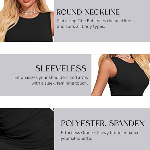 Image of LONDON BELLY Women's Solid Pattern Polyester Blend Bodycon Mini Dress with Drawstring Fitted Closure Type Round Neck and Sleeveless Thigh Length | One Piece Dresses for Women