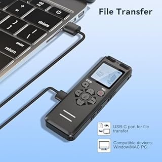 80GB Registratore Vocale, Tonnlog Registratori Vocali Digitali Professionale Portatile con Attivazione Vocale, USB-C Registratore Audio per Lezioni Riunioni, Registrazione/Bloccare con un Solo Clic
