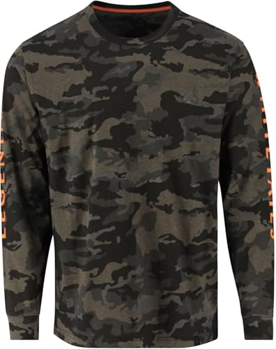 Legendary Whitetails Mens Long Sleeve T-Shirt Preshrunk 100% Heavyweight Cotton Graphic Tee, Nocturnal Camo, MED