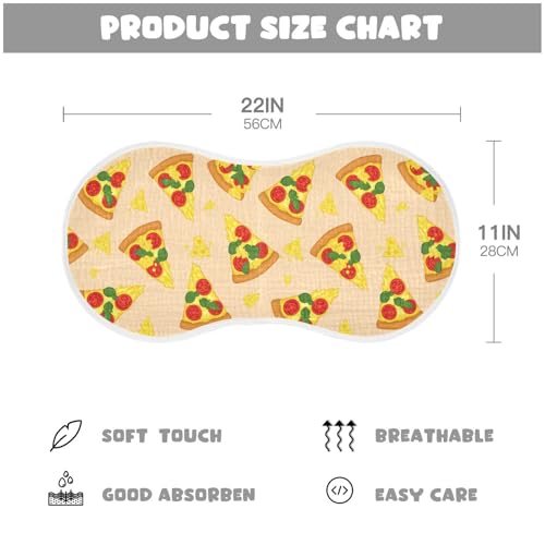 2 Pack Muslin Burp Cloths Pizza Beige Cotton Baby Burp Cloths Absorbent Soft Burping Cloth Washcloths for Newborn Boys Girls, Large 22" x 11"2