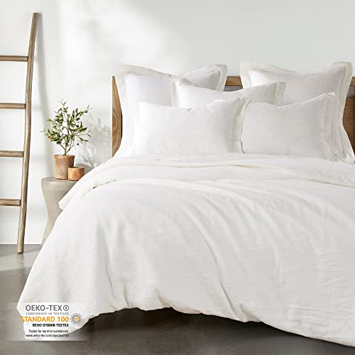 Image of Levtex Home - 100% French Flax Linen - Euro Sham - French Flax Washed Linen - Cream - Sham Size (26x26in.), No Insert