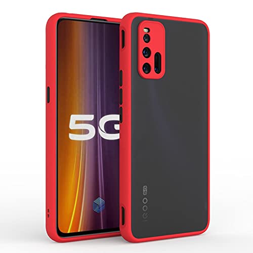 Glaslux (Camera Protection) Smoke Cover Protective Shockproof Matte Hard Back Case Cover for IQOO 3 - Red