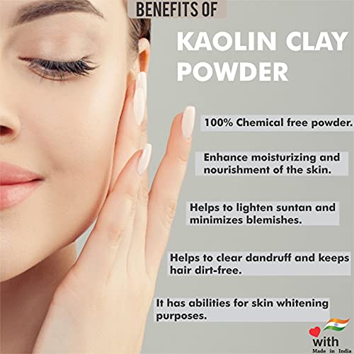 Image of Kaolin Clay Powder For Acne, Blackheads, Face Mask And Glowing Skin - 100g