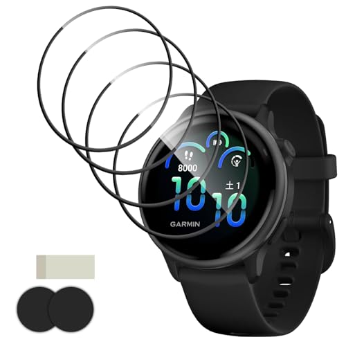 �y4���Z�b�g�zFor Garmin Vivoactive 6 �t�B���� �ی�t�B���� Kluso PET������ 3D�ȖʃJ�o�[ �����ߗ� �����x�^�b�` �w��h�~ �Ռ��z�� �����z�� �C�A�h�~ �t���ی�