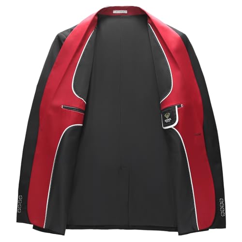 Men's 3 Piece Tuxedo Suit One Button Jacket Suits for Men Slim Fit for Wedding Prom Blazer Vest Pants Red2