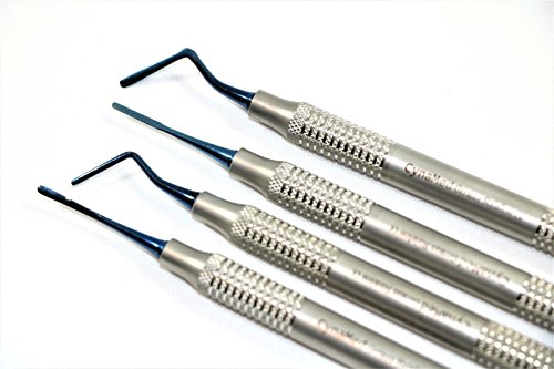SET of 4 DENTAL PREMIUM GERMAN STAINLESS COMPOSITE FILLING PROBE with TITANIUM TIPS NON STICK LIGHT WEIGHTCYNAMED