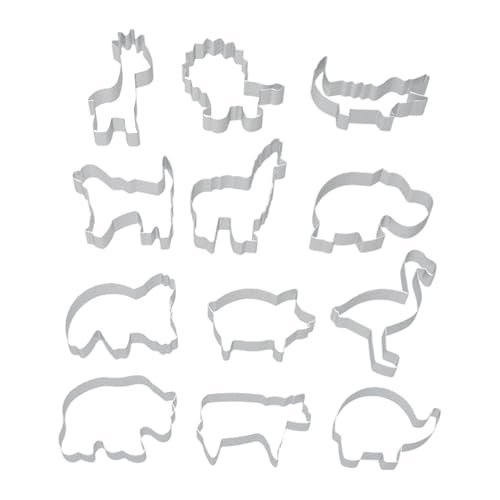 Cortadores de bolachas, páscoa moldes para malas grande | animais da floresta conjunto de bolachas de 12 peças | ferramenta de fabricação de sobremesas anti-aderentes para uffins