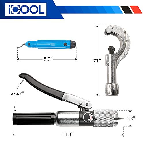 Icool Hydraulic Tube Expander Swaging Tool Kit With Tube Cutter, Deburring Tool, 7 Expander Heads 3/8 To 1-1/8 Inches For Aluminum Copper Hvac Pipes #TOP1