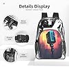 PPHGUT Microphone With Music Note Print Unisex Transparent Backpack Set 3-Piece See-Through Lunch Pen Bag Travel Outdoor #4