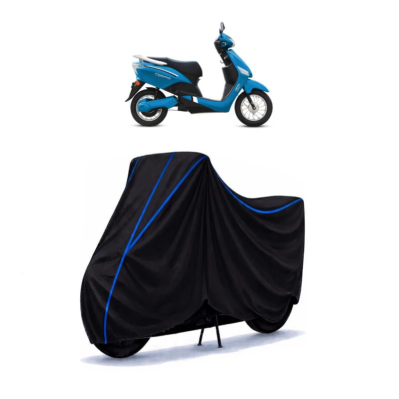 Image of Scooty Cover Water Resistant for Optima HS500 ER BS6 | Universal Scooter & Bike Cover | Heavy Duty UV Dust, Rain & Scratch Protection | Elastic Fit All Weather Indoor Outdoor | Black with Blue Piping
