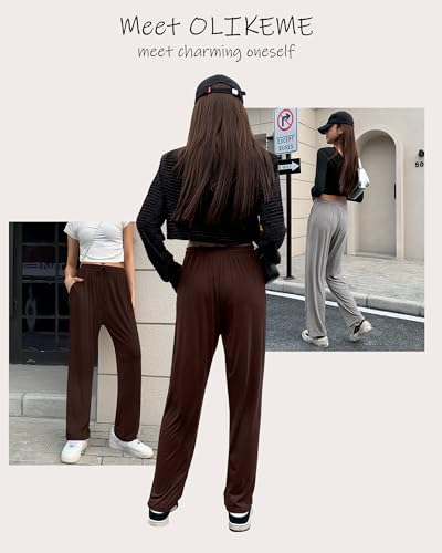 OLIKEME Womens Yoga Pants Loose Comfy Casual Lounge Pants Wide Leg Running Pants Lightweight Workout Pants with Pockets2