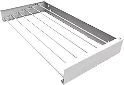 Varal Retrátil de Parede Mágico Invisível com 5 Varetas para Secar Roupa Compacto Mundo F&s