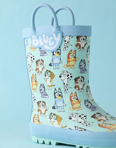 Bluey Unisex Kids Light Blue Character Print Storm Boots with Handles Merch4