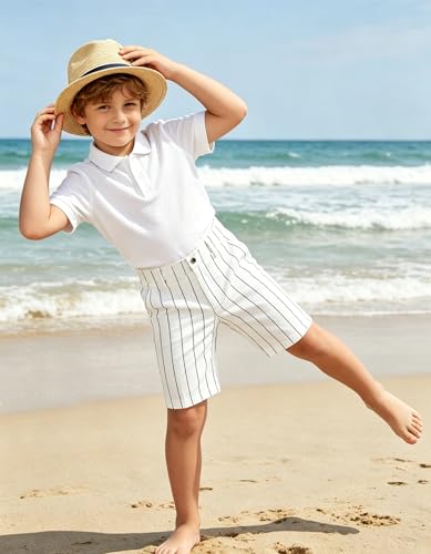 Image of Pink Shorts for Boys Flat Front Dress School Uniform Shorts Casual Travel Hiking Shorts Size 3T