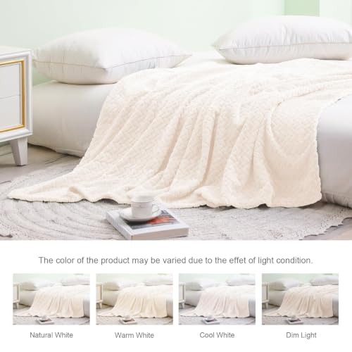 Image of Exclusivo Mezcla Soft Fleece Bed Blanket Queen Size, 90 inchx90 inch, Off White
