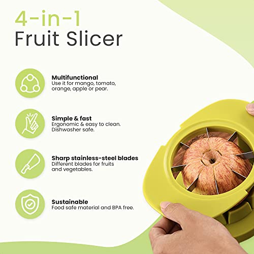 Cuisinly® - 4-in-1 apple slicer - vegetable cutter - mango cutter - fruit cutter - tomato cutter - mandolin - ideal for mangos/apples/tomatoes/peaches - includes sharp stainless steel knives - Image 3