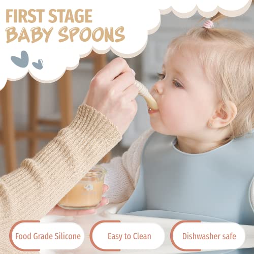 Jocate Silicone Baby Spoons First Stage Set - 4.5 Inch Self Feeding Spoons For Babies And Toddlers - Food Safe Bpa Free Silicone - Dishwasher And Microwave Safe - Set Of 5 (The Rainforest) #TOP1
