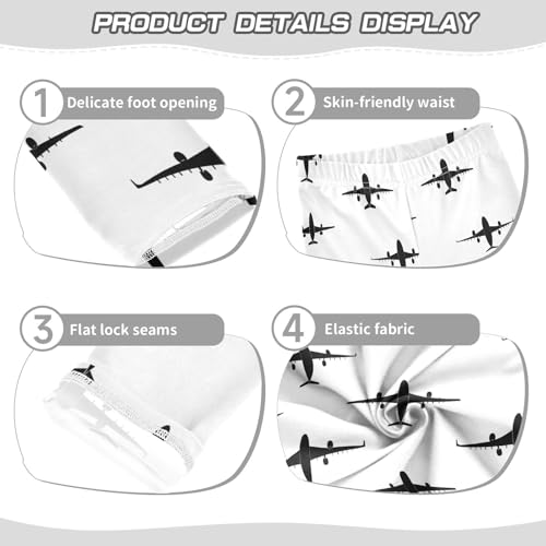 ALAZA Girls' Leggings Children's Yoga Pants Skinny Printed Dance Airplane Silhouette Comfortable 4T2