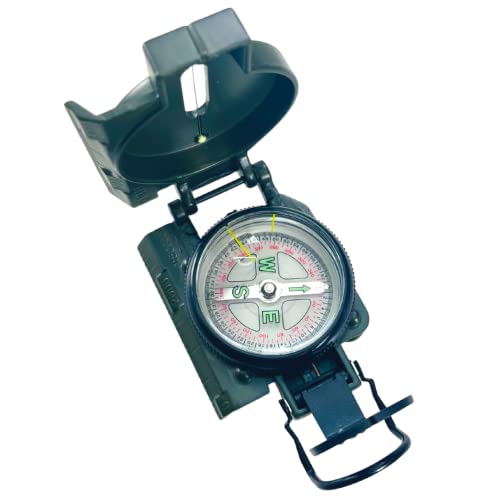 ADROIT Military Style Lensatic Sighting Compass | 2\" (5.1 cm) Compact Design | All-Weather | Fluorescent | Ideal for Campers, Boy Scouts