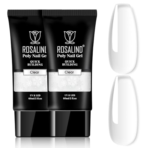 ROSALIND Transparente Uñas de Gel, 2pcs 60ml Poly Nail Extention Gel Acrylic Nail Extensión Geles para Bricolaje en Casa y Regalos de San Valentín, Uñas Rápida Molde Finger