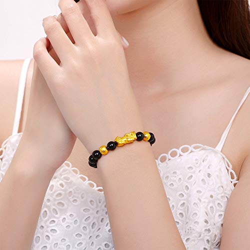 EIELO Feng Shui Pixiu Good Luck Bracelets for Men Women Natural Gemstone Healing Energy Obsidian Pi Yao Dragon Charm Beaded Bracelet Attach Wealth Money Jewelry4