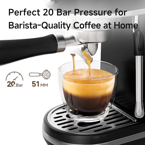 HIBREW H10B - 51mm Espresso Machine - Temperature & Cup Volume Adjustable at will - With Intelligent Display Screen & Pressure Gauge - Stainless Steel Body (Black) - Thumbnail 4
