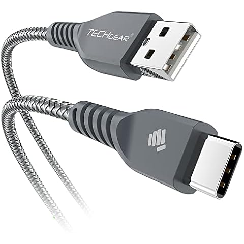 Cable USB C TECHGEAR de 30cm para Samsung, Huawei, Xiaomi, OPPO, LG, Sony, Motorola Cover