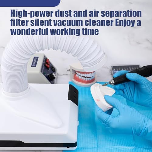 Professional Nail Dust Extractor, 60W Vacuum Suction with Fan & LED Light, Portable Dual-Function Polishing Dust Collector, Retractable Teles Tube, Low Noise Design