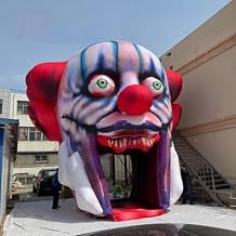Scary Inflatable Clown Tunnel Inflatable Clown Face Head Tent Door Entrance for Party Festival Halloween Stage Event Decorations with Blower for Party Decoration
