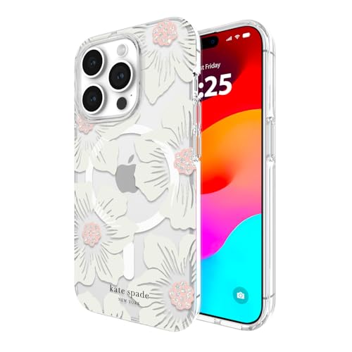 Coque iPhone 15 Pro Kate Spade Hollyhock Cream compatible avec MagSafe par Case-Mate