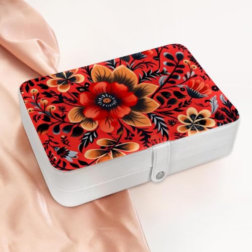 Boîte à bijoux de voyage portable pour bagues et colliers à fleurs - 3