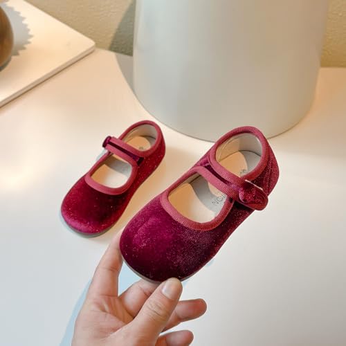 Toddler Mary Jane Shoes, Velvet Ballet Flats, Black and Burgundy, 2-Pack4