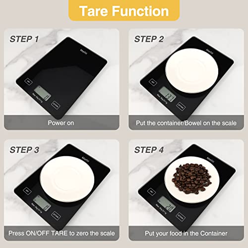Kitchen Scale, Mafiti Digital Kitchen Scales 11Lb/5Kgx1G, Multifunction Measures In Kg, G, Lb And Oz Digital Kitchen Weight For Food, Cooking And Baking，Lcd Display(Black) #TOP1