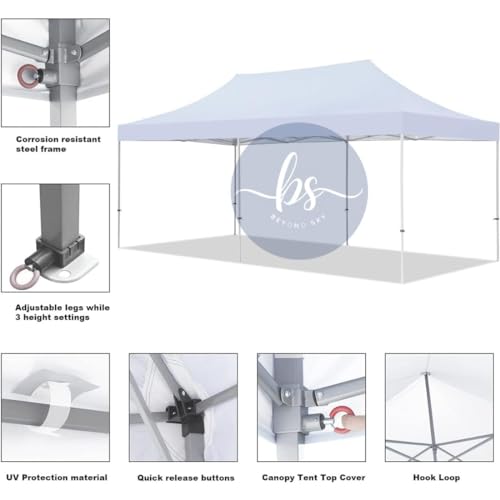 Image of Beyond Sky Gazebo Outdoor Canopy Tent 10 x 20 feet with 3 Side Window European Covers - Portable Tent | Canopy 2 mins Installation 50kg (White)