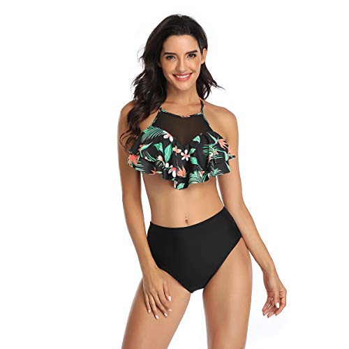 Image of Mother and Daughter Family Matching Swimwear Girls Two Piece Bikini Swimsuits Floral Bathing Suit Set