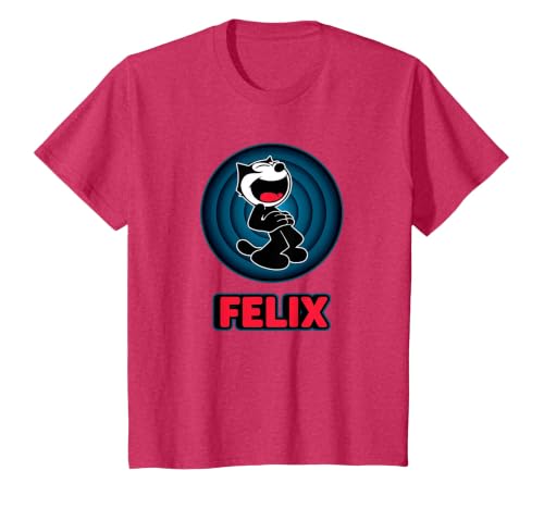 Happy Felix Cat Cartoon Circle Retro Felix Cat Comics T-Shirt, Youth, Red Heather, 3T