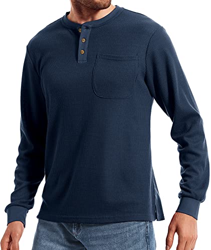 Men's Henley Shirts Short Sleeve Button Waffle Shirts with Pocket4