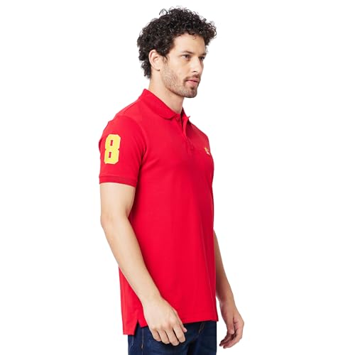 Image of Giordano Men's Slim Fit Solid Polo Collar Short Sleeves Regular Length Button Closure Cotton Polo T-Shirt