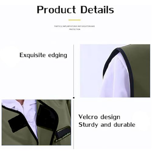 Image of Xray Protection Apron Shield Half Lead Apron for 0.5mmpb X-Rays Army Green M with Lead Thyroid Shield Collar Lightweight