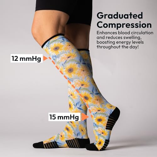 Image of Viasox Compression Socks for Women and Men, Knee High Socks 12-15 mmhg Circulation Support for Flight, Travel, Daily