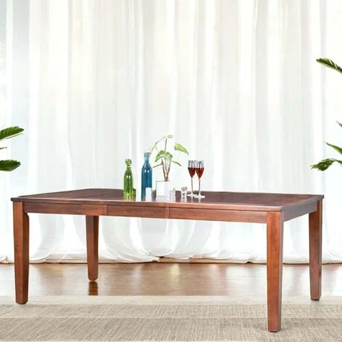 Image of Royaloak NY American Wooden Extendable 8 Seater Dining Table | Solid Wood Veneer Top | Extendable Leaf | Durable & Long Lasting | Water Fall Profile | Solid Wood Legs |American Collection