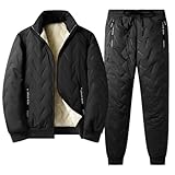 [Gebacades] 裏ボアパーカー セットアップ上下 メンズ ゆったり ジャージセット 裏ボア付き 裏起毛 厚手 防寒 撥水 無地 秋冬 部屋着 暖かい カジュアル 大きいサイズ ブラック 7XL