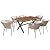 JYH 7 Pieces Patio Dining Set, All-Weather Outdoor Furniture Set with Dining Table and 6 Chairs, Rectangle Acacia Wood Tabletop and Metal Frame Dining Table Chair Set for 6, Beige Cushions