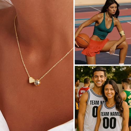 Turandoss 14K Gold Plated Heart Sports Necklaces for Women Girls Trendy - image 3