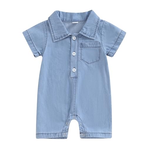 BemeyourBBs Newborn Baby Boy Summer Clothes Short Sleeve Dress Shirt Romper Button Jumpsuit Gentleman One Piece Outfit