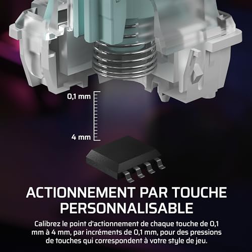 CORSAIR K70 PRO TKL RGB Clavier de Jeu Filaire Magnétique-Mécanique – Interrupteurs Ajustables MGX Hyperdrive à Effet Hall Pré-Lubrifiés, SOCD et Déclenchement Rapide Simultanés, 8000Hz, AZERTY – Noir