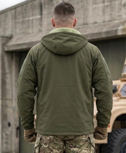 Image of Men's Tactical Hooded Jacket with Thermal Fleece Lining